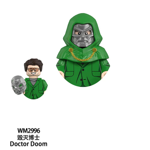 Bausteine Minifigur Doctor Doom - Demaskiertes Gesicht Brille