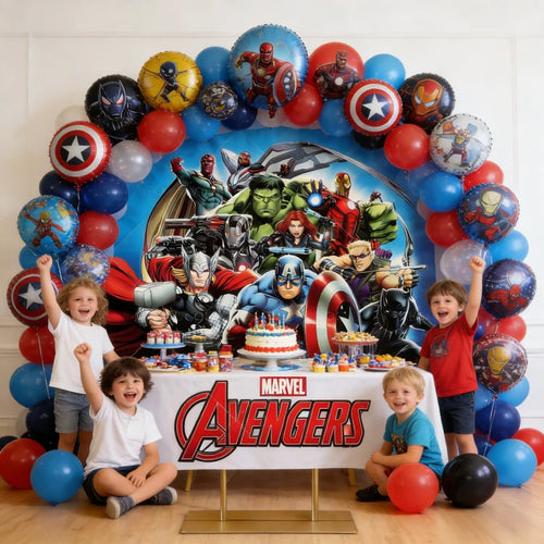Runder Avengers-Hintergrund - Helden-Geburtstagsdeko