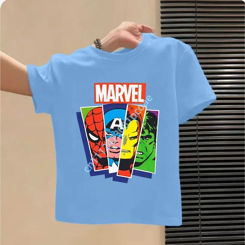 Kinder-T-Shirt Avengers Marvel Streifen Porträts - Blau
