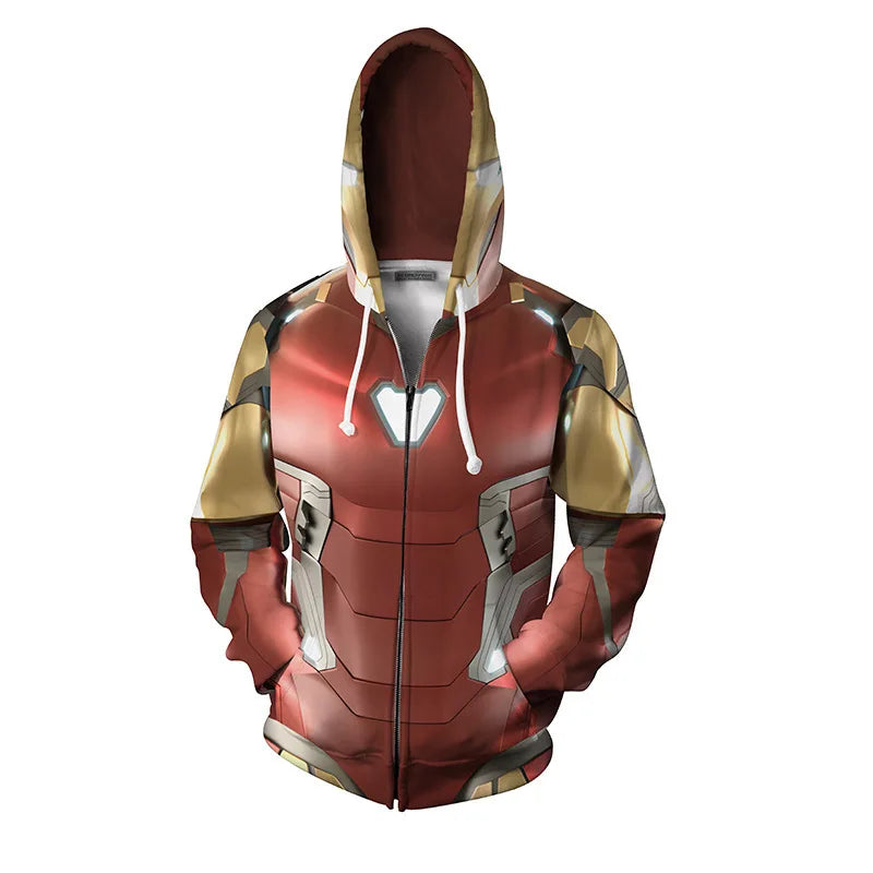 Iron Man Kapuzenpullover – 3D-Druck, rot-goldene Rüstung