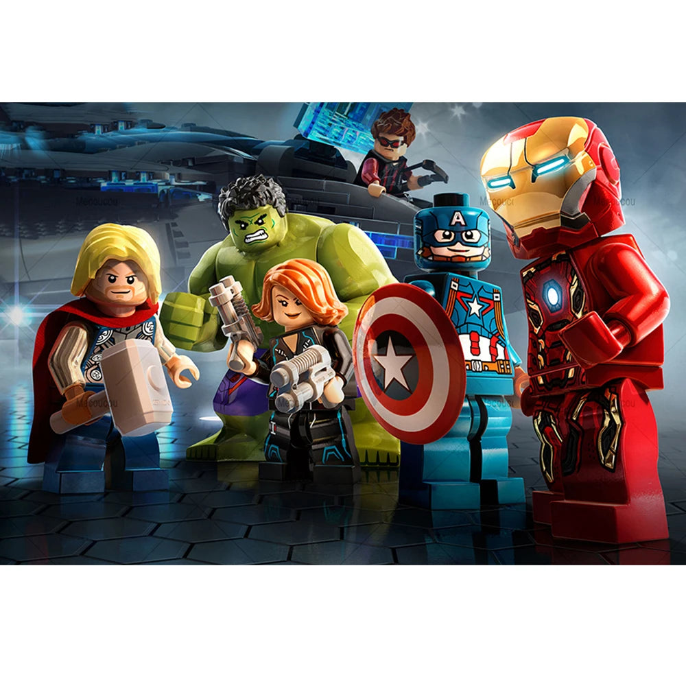 LEGO Avengers Poster - Zusammengebaute Figuren