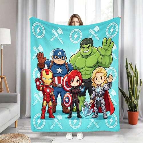 Avengers Chibi Fleece-Decke – Team Türkis