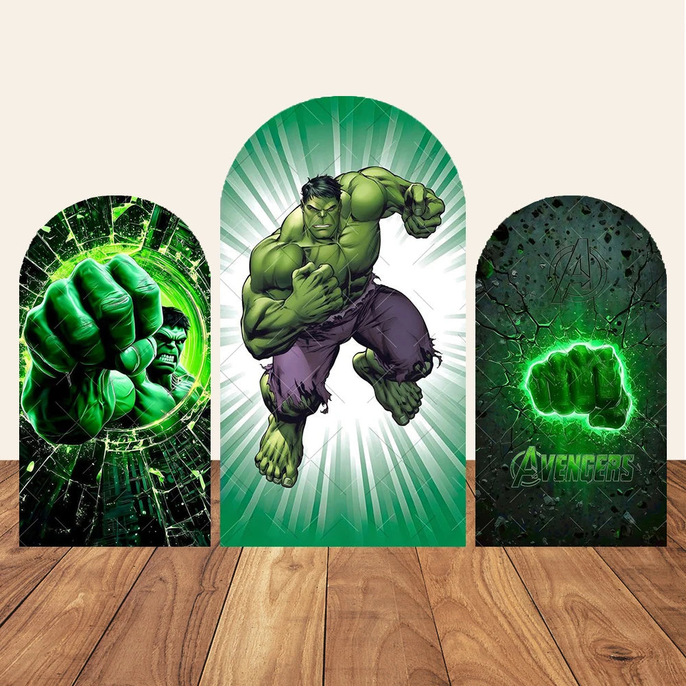 Partyhintergrund Avengers Hulk Bogen - Grüner Neon-Faust