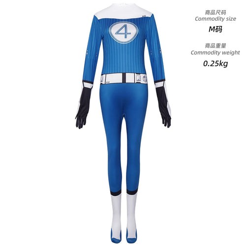 Fantastic Four Susan Storm Kostüm - Blauer Overall mit 4er-Logo