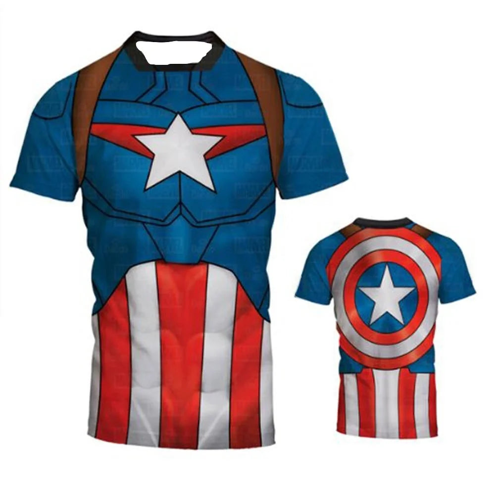 Kompressions-T-Shirt Avengers Captain America – Schild auf der Rückseite