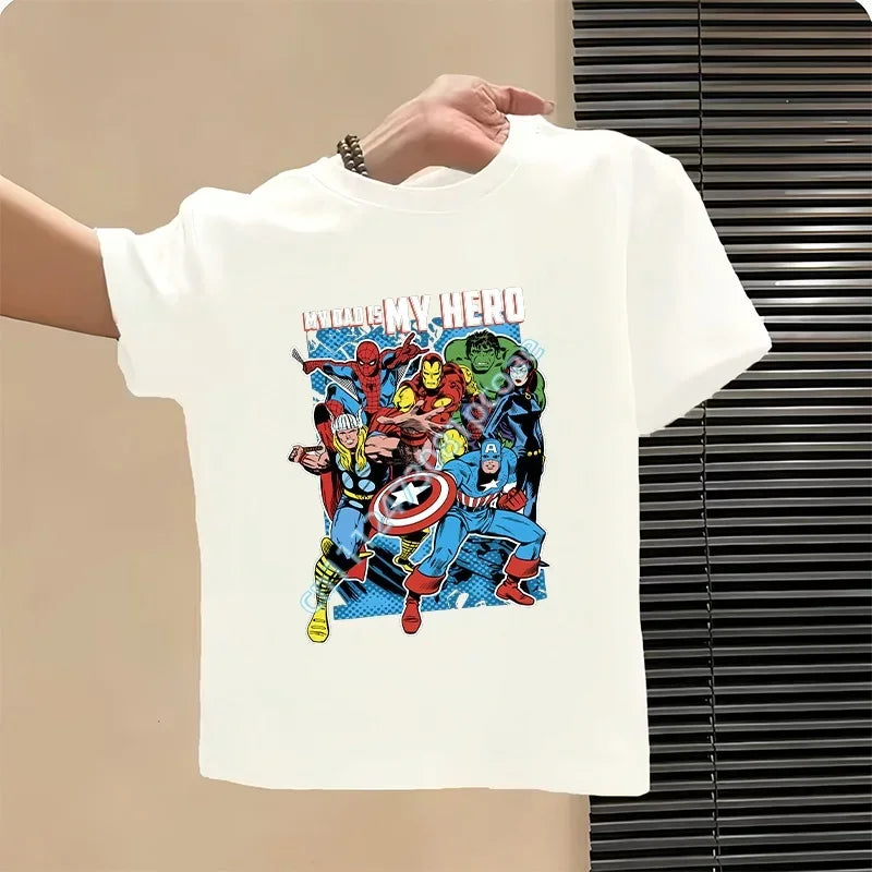 T-Shirt Kinder Avengers My Dad Is My Hero - Weiß