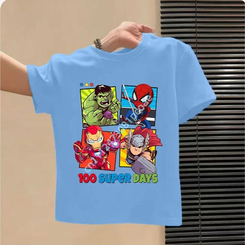Kinder T-Shirt Avengers 100 Super Days - Hellblau