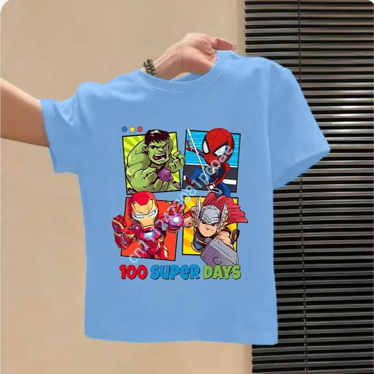 Kinder T-Shirt Avengers 100 Super Days - Hellblau