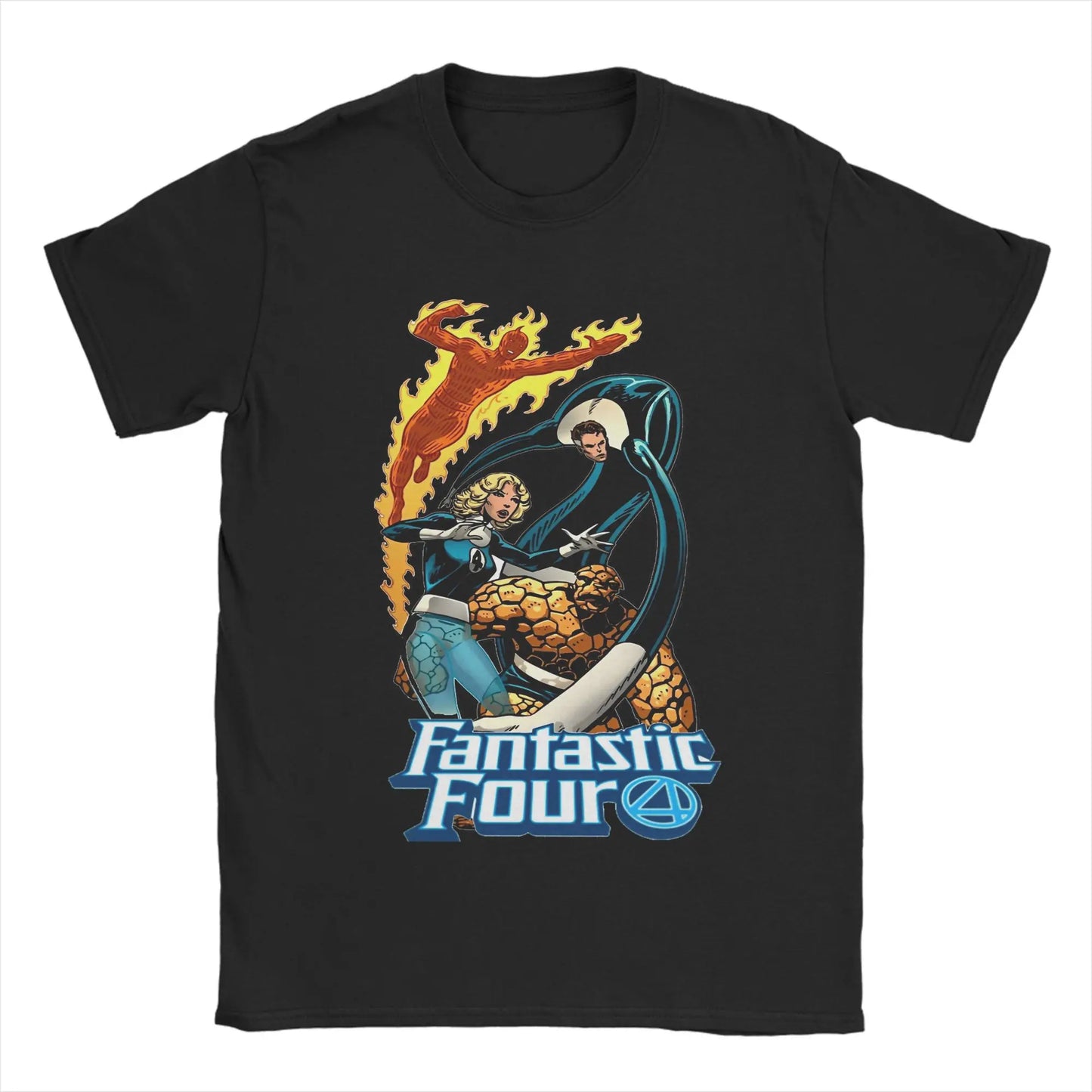 T-Shirt The Fantastic 4 First Steps - Retro Poster Blau Unisex