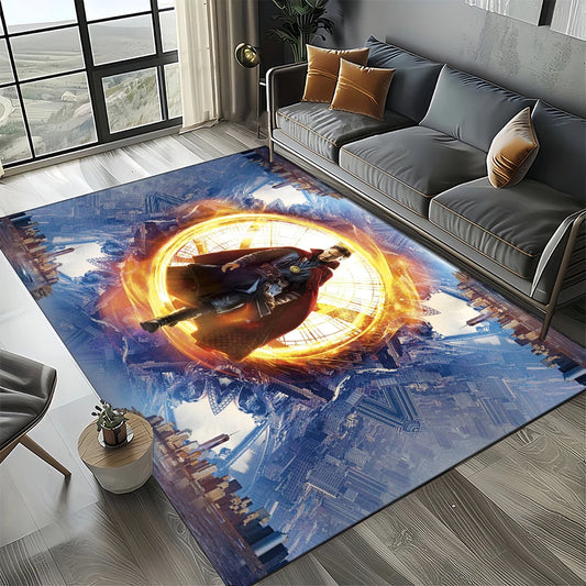 3D Avengers Teppich - Goldenes Blaues Portal Design