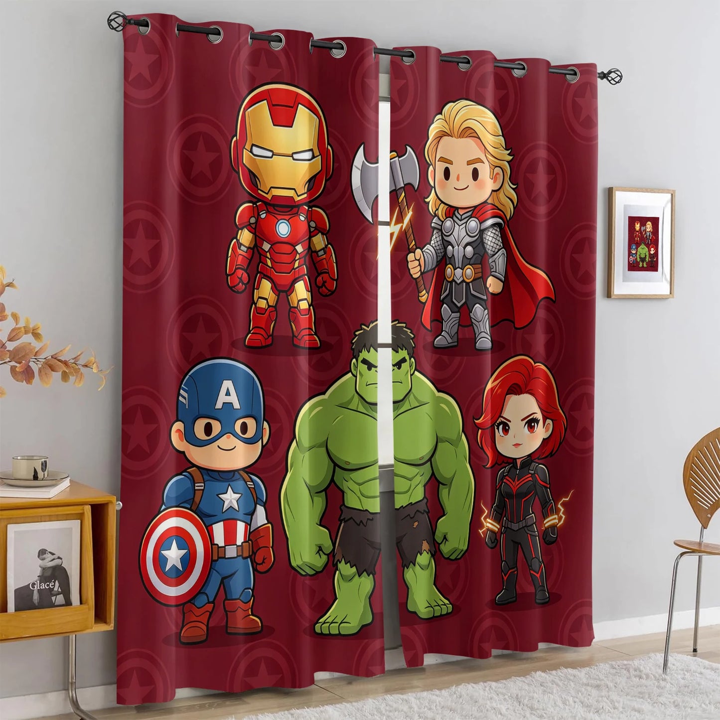 Avengers Chibi Vorhänge - Verdunkelung Bordeaux