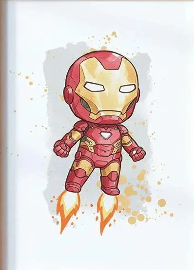 Aquarellposter Iron Man - Reaktoren im Flug