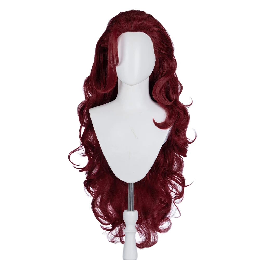 Perücke Scarlet Witch – Bordeauxrote Lockenperücke mit Diadem