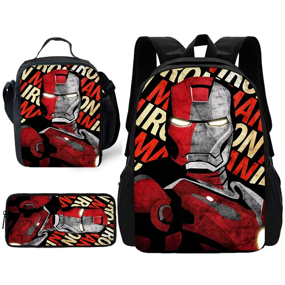Schulranzen-Set Avengers Iron Man - Pop-Art Gesicht Rot Grau