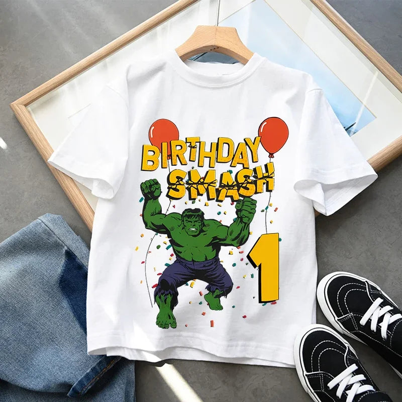 Hulk Geburtstag T-Shirt - Smash mit Zahl Kinder