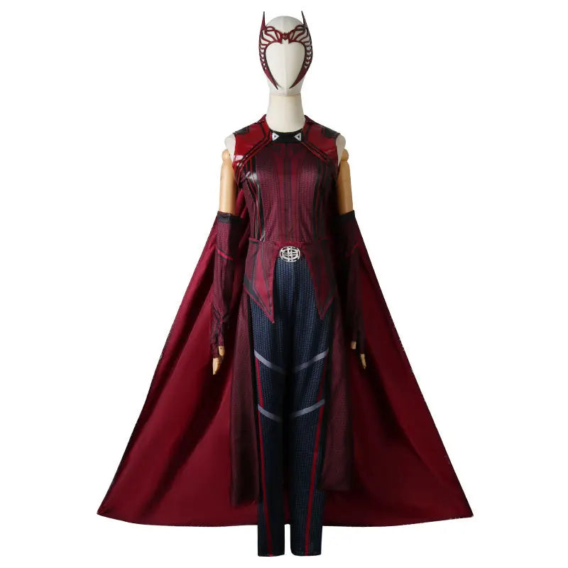 Cosplay Kostüm Wanda Maximoff Scarlet Witch – Roter Overall Umhang mit Kopfschmuck