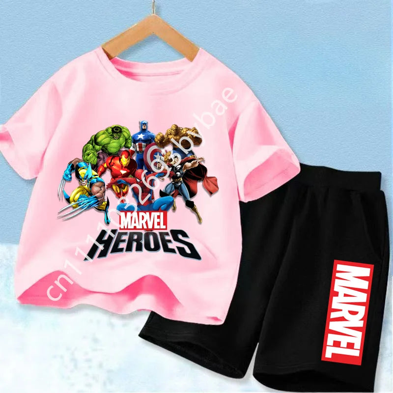 Avengers Marvel Heroes T-Shirt für Kinder – Rosa Gruppen-Set