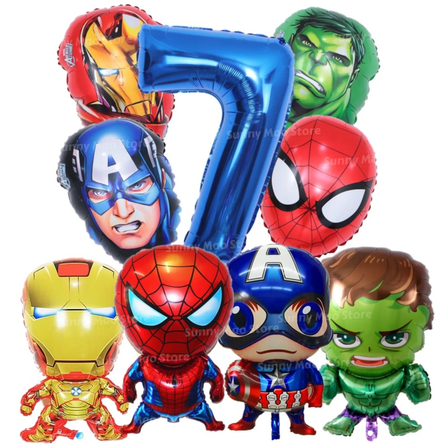 Avengers Geburtstagsdeko-Set - Zahlenballons Iron Man Spider-Man