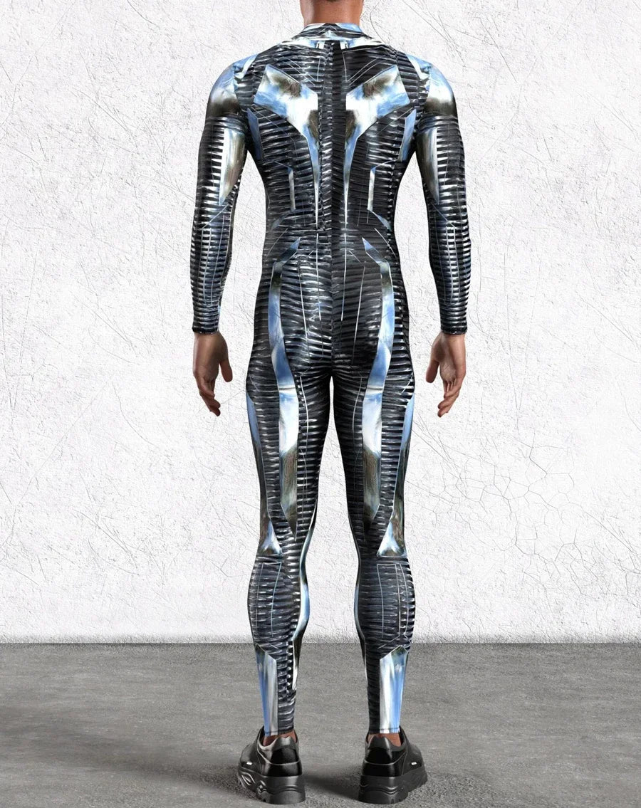 Futuristischer Overall – Schwarz-silberne Chromrüstung