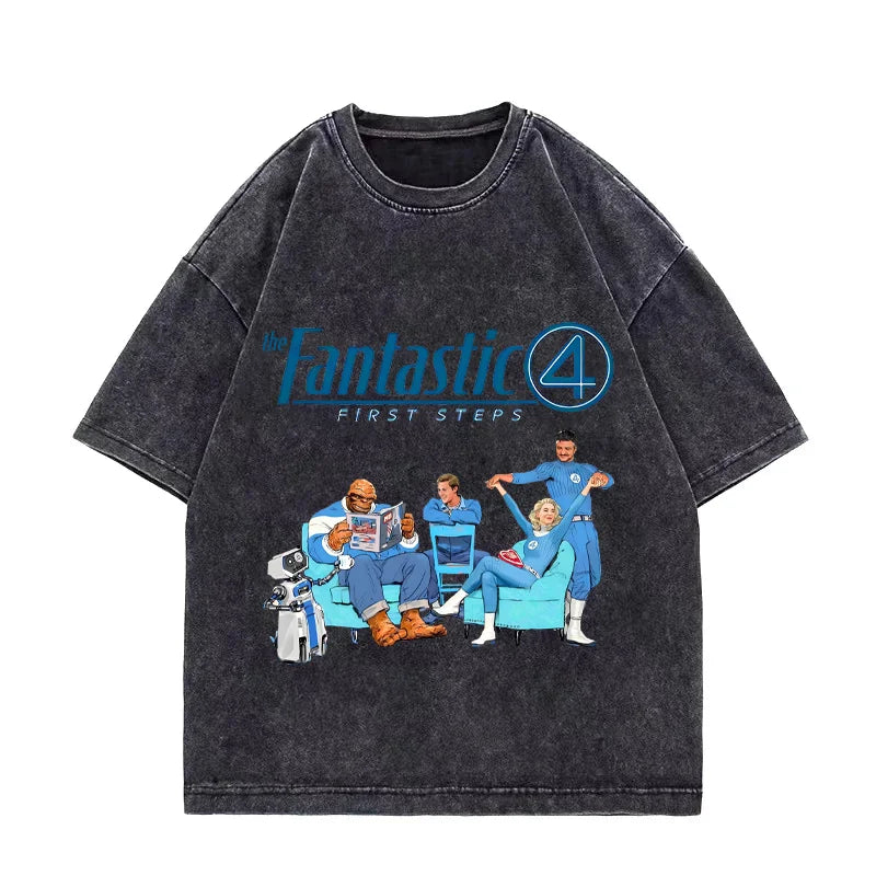 T-Shirt Die Fantastischen Vier – Verwaschen Schwarz Team Lounge Oversize