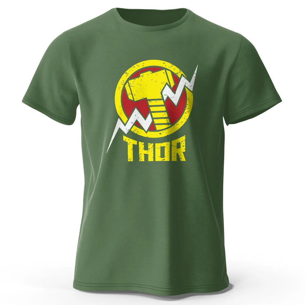 T-Shirt Thor – Vintage Hammer & Blitz Logo Schwarz