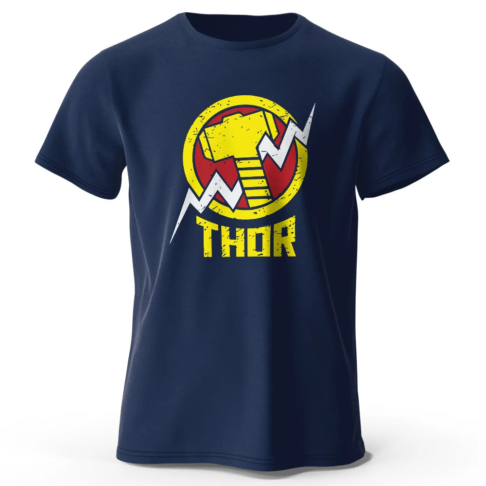 T-Shirt Thor – Vintage Hammer & Blitz Logo Schwarz