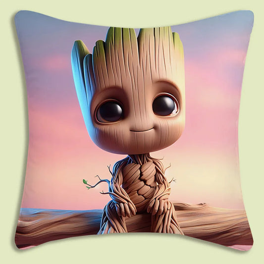 Kissenbezug Baby Groot – Große Augen Himmel Hintergrund Pastell