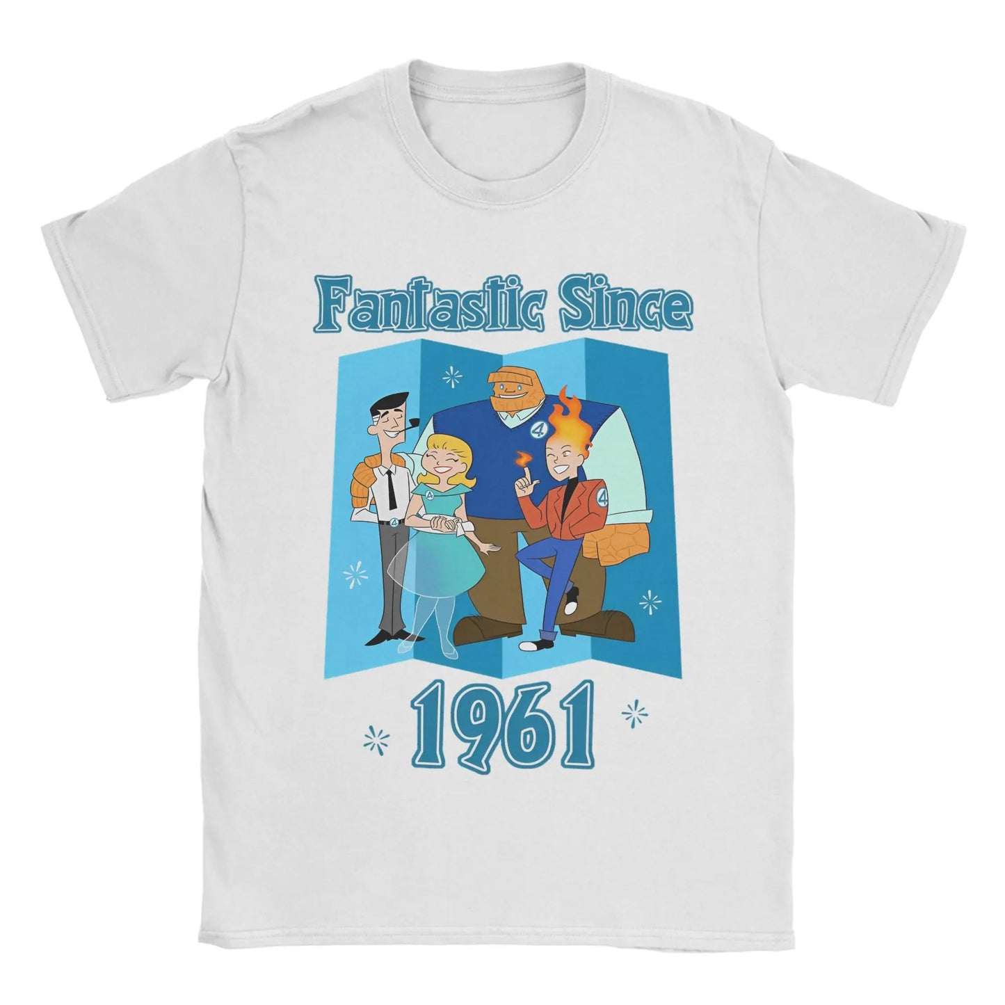T-Shirt The Fantastic 4 First Steps - Retro Poster Blau Unisex