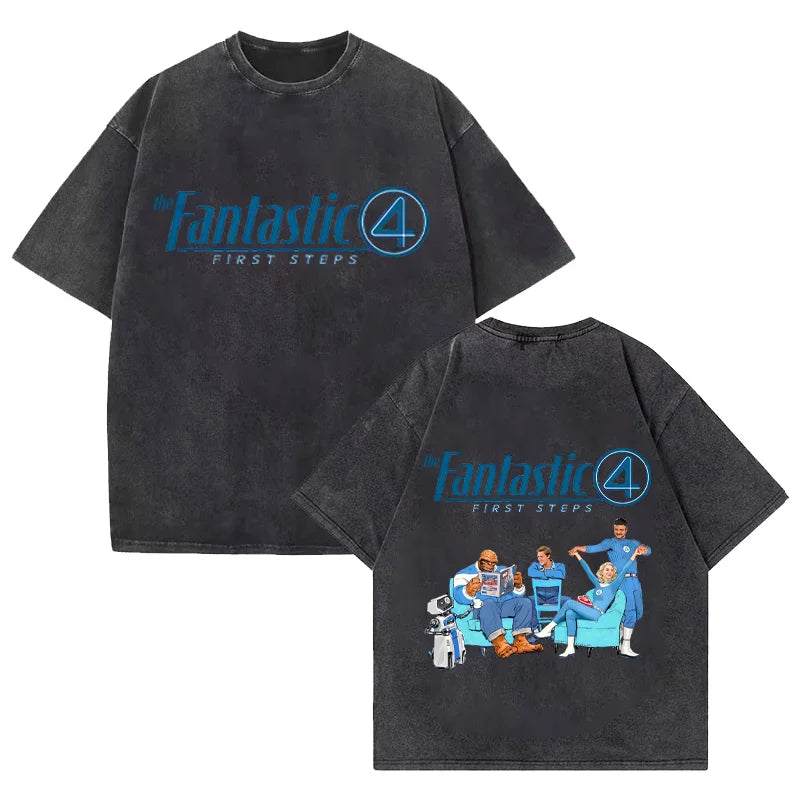 T-Shirt Die Fantastischen Vier – Verwaschen Schwarz Team Lounge Oversize