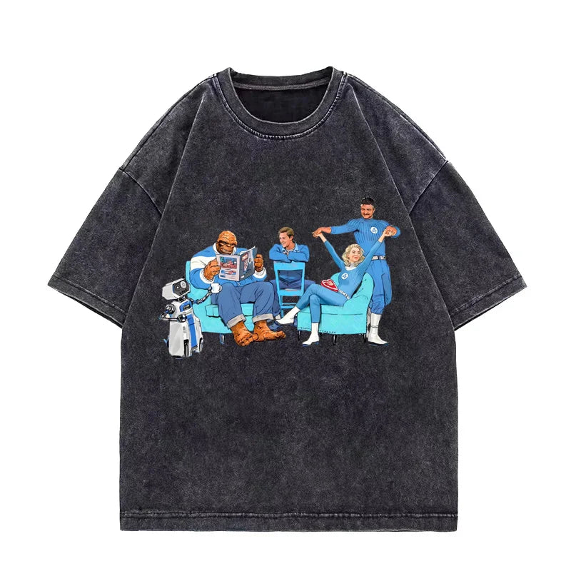 T-Shirt Die Fantastischen Vier – Verwaschen Schwarz Team Lounge Oversize
