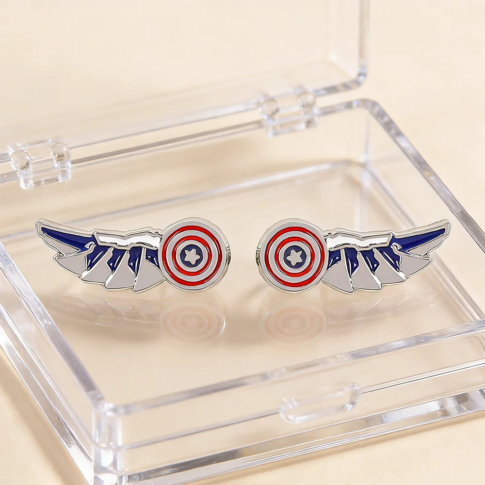 Captain America Ohrringe - Flügel und Emaille-Schild