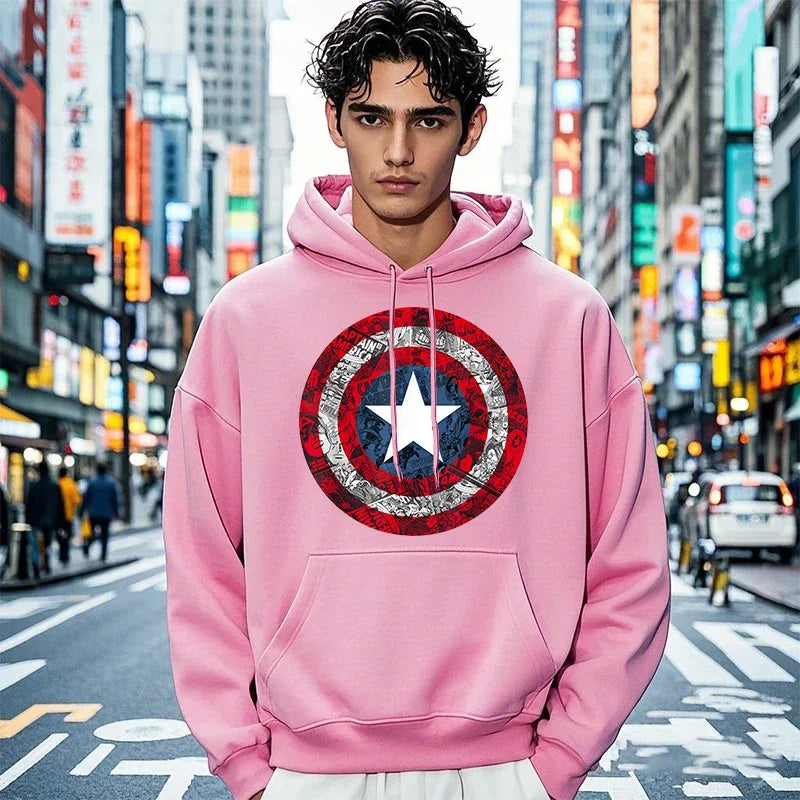 Captain America Hoodie - Comic Style Schild