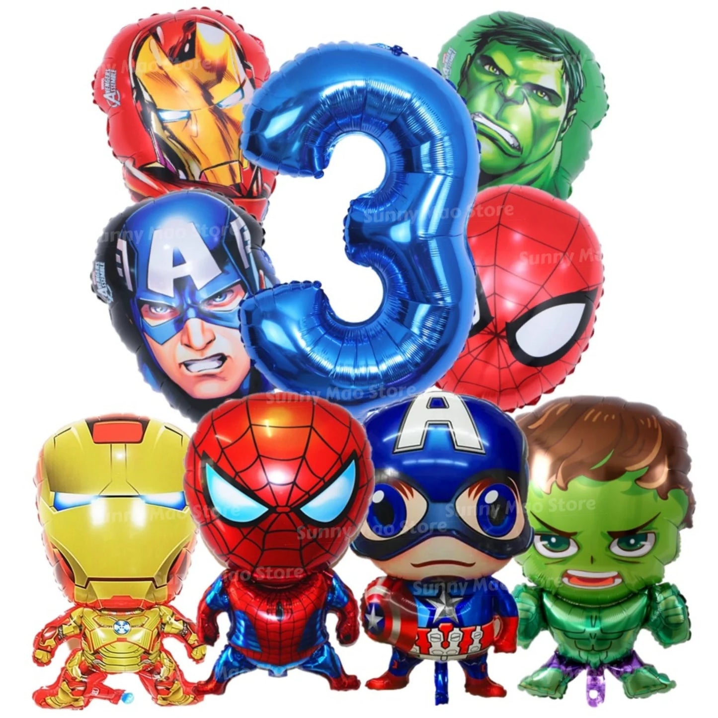 Avengers Geburtstagsdeko-Set - Zahlenballons Iron Man Spider-Man
