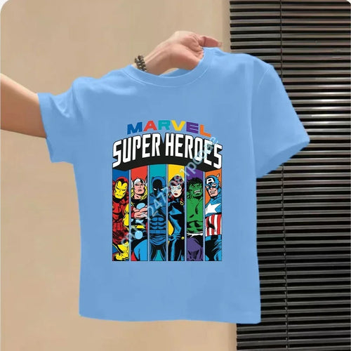 T-Shirt Kinder Avengers Superhelden Porträts - Hellblau