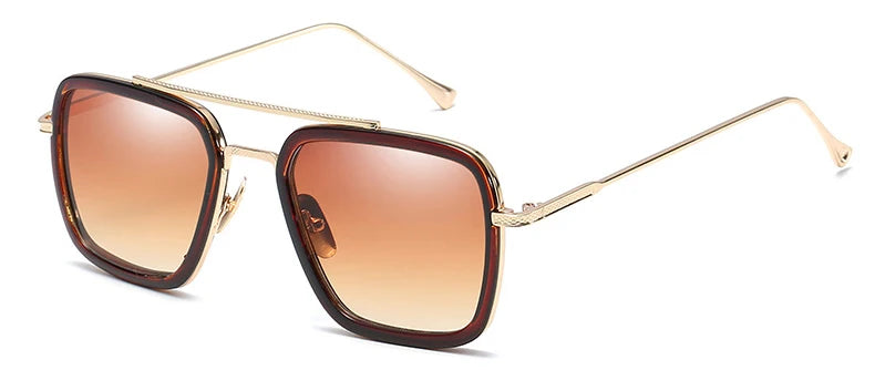 Avengers Iron Man Brille - Edith-Stil Rahmen Braun Gold