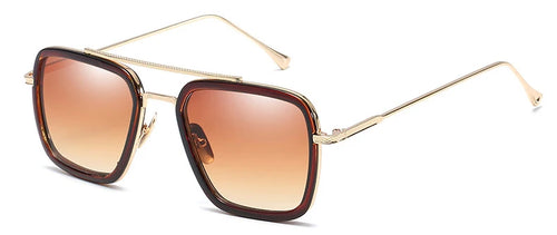 Avengers Iron Man Brille - Edith-Stil Rahmen Braun Gold