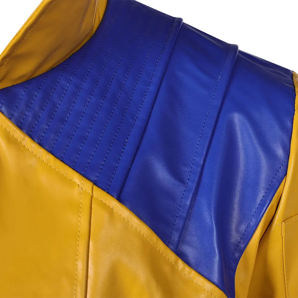 Wolverine Kostüm - Gelb-blaue Lederjacke mit Metallkrallen