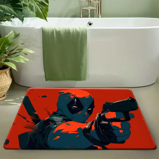 Marvel Deadpool Teppich – Minimalistisches Oranges Silhouetten-Design