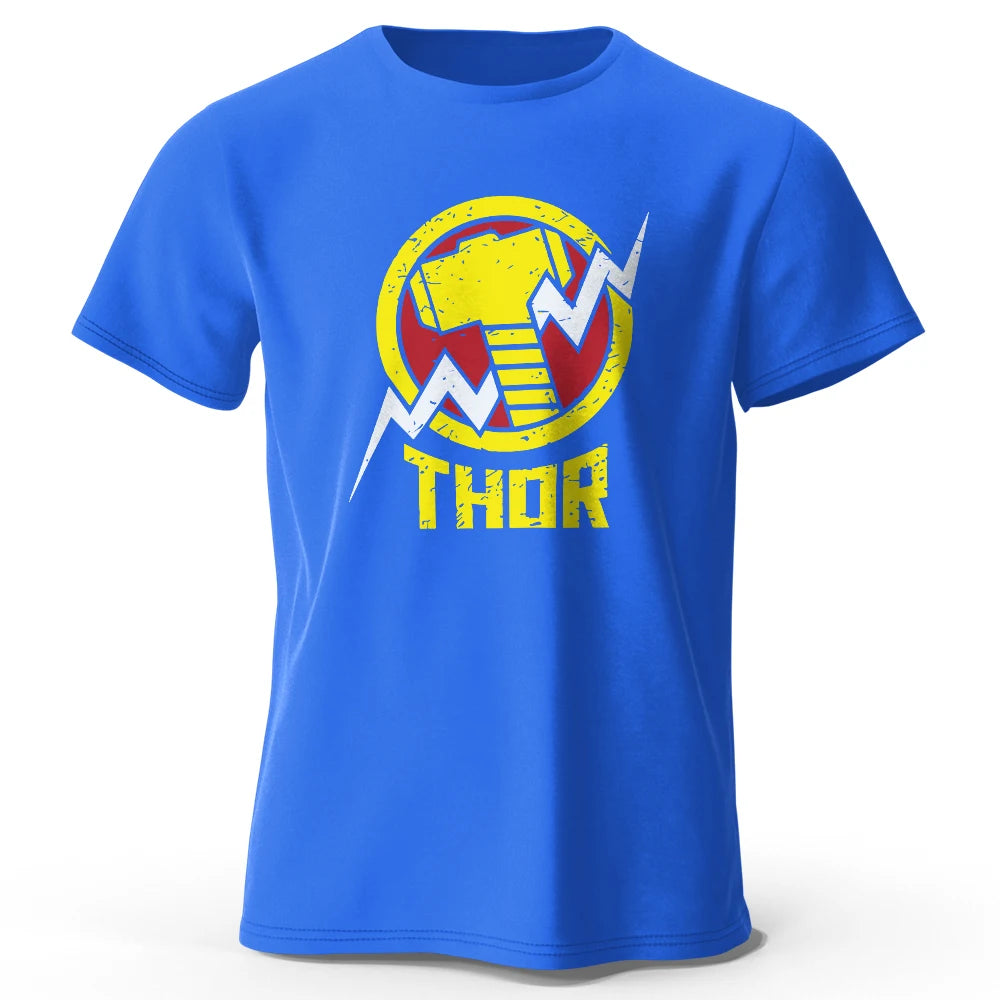 T-Shirt Thor – Vintage Hammer & Blitz Logo Schwarz
