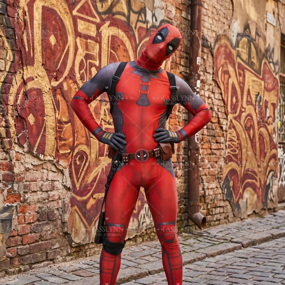 Komplettes Deadpool Cosplay-Kostüm – Katanas Maske Gürtel Erwachsene