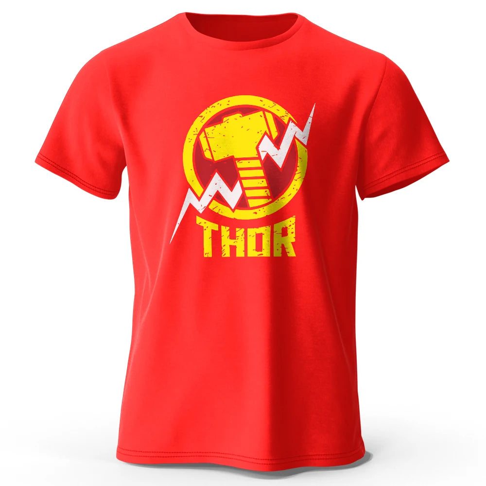 T-Shirt Thor – Vintage Hammer & Blitz Logo Schwarz
