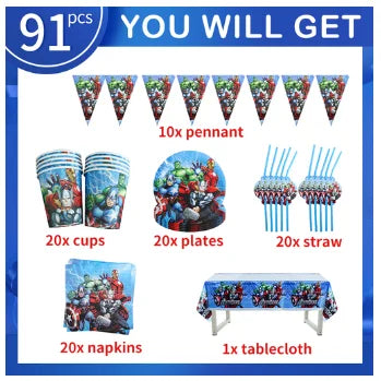 Avengers Geburtstagsdekoration - 91-teiliges Set