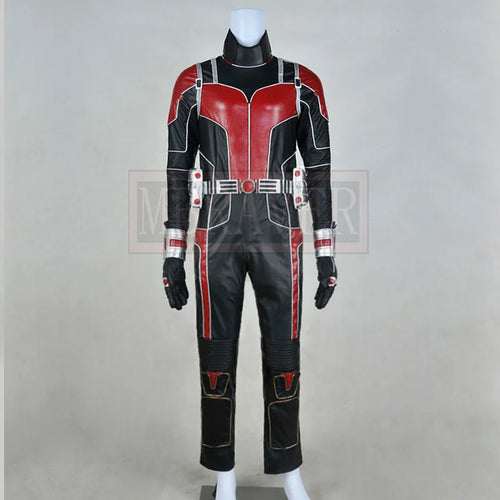 Ant-Man Kostüm - Rot-Schwarzer Lederanzug mit Metallgürtel