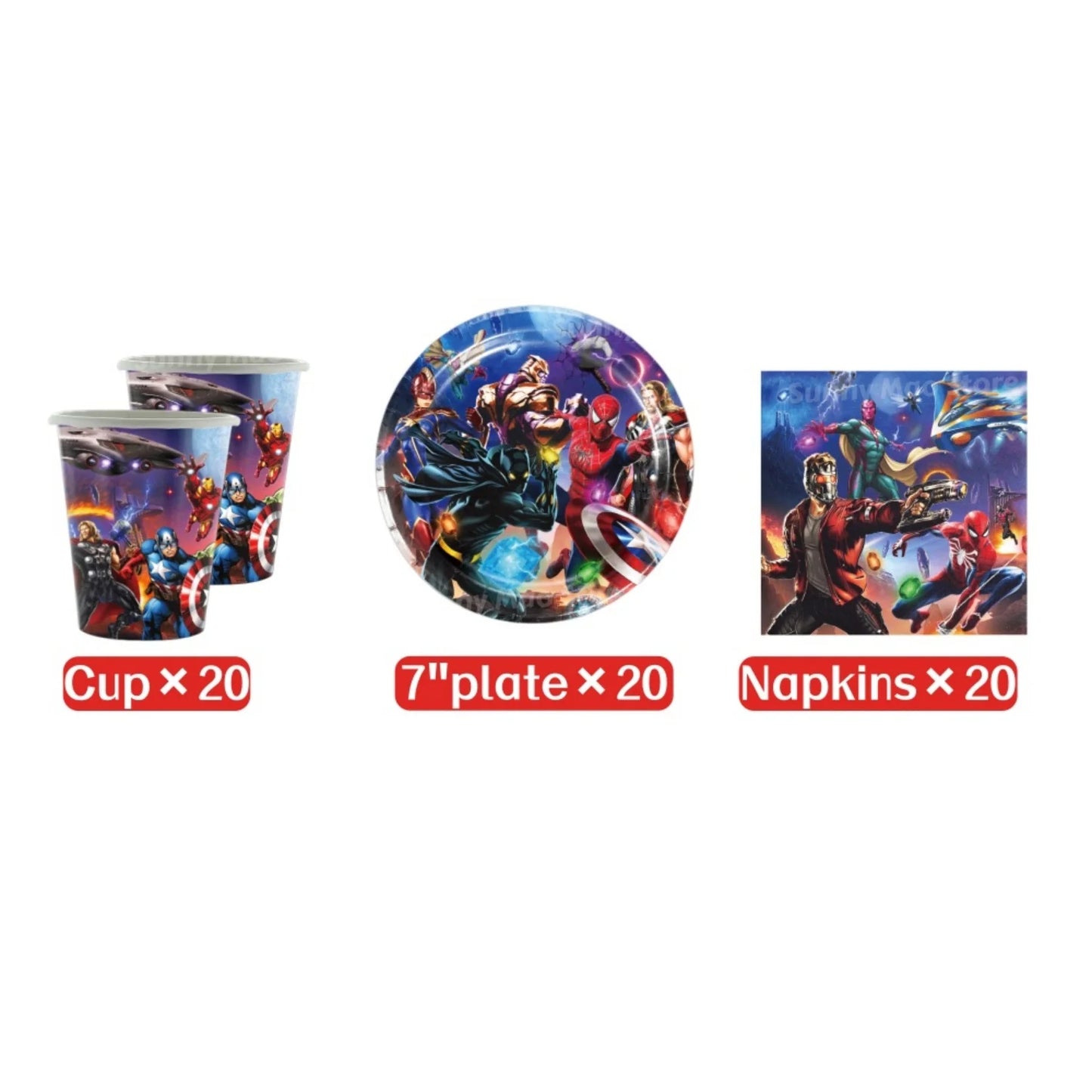 Avengers Geburtstagsdeko-Set - Zahlenballons Iron Man Spider-Man