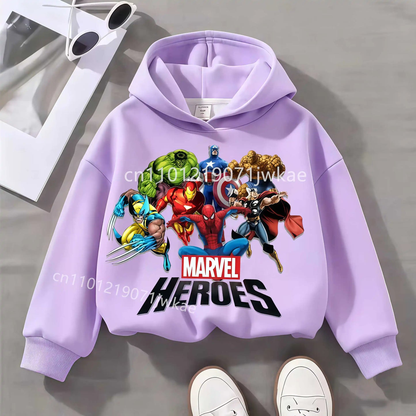 Kapuzenpulli Kinder Marvel Heroes Gruppe - Lila