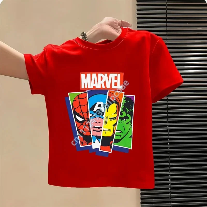 T-Shirt Kinder Avengers Marvel Portraits mit Streifen – Rot
