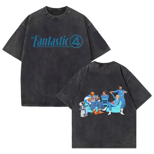 T-Shirt Die Fantastischen Vier – Verwaschen Schwarz Team Lounge Oversize
