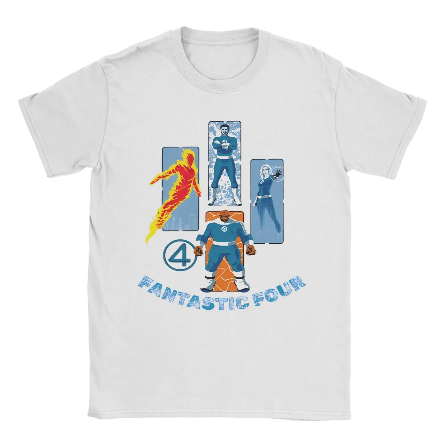 T-Shirt The Fantastic 4 First Steps - Retro Poster Blau Unisex