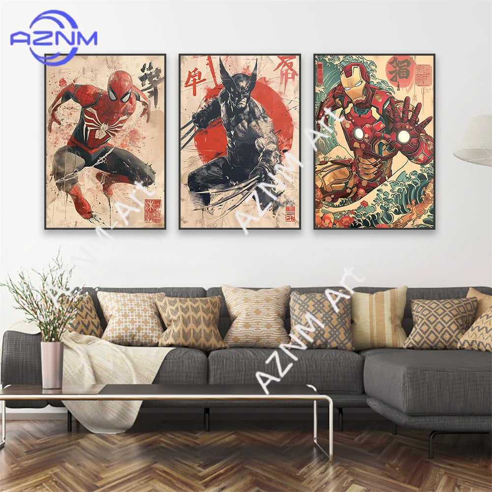 Poster Avengers Captain America – Schild im Vintage-Japan-Stil