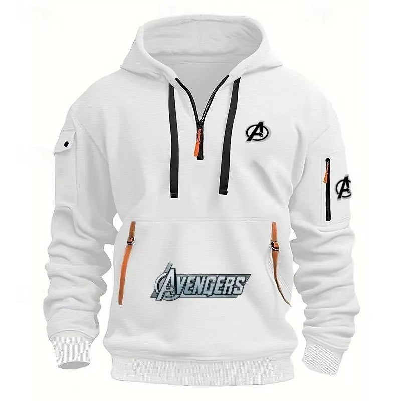 Sweatshirt mit halbem Reißverschluss Avengers für Herren – Multi-Pocket Schwarz Gelb